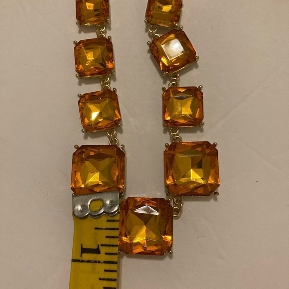 VINTAGE STUNNING orange topaz color necklace and earring set.​​ - Picture 13 of 16
